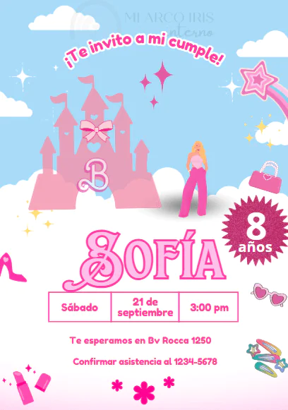 Tarjetas invitación animada Barbie Girls