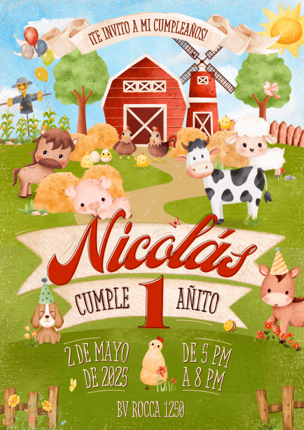 Tarjeta invitación estática Granja