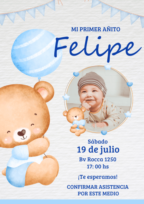 Tarjeta invitación estática Osito
