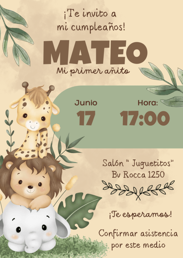Tarjeta invitación estática Selva