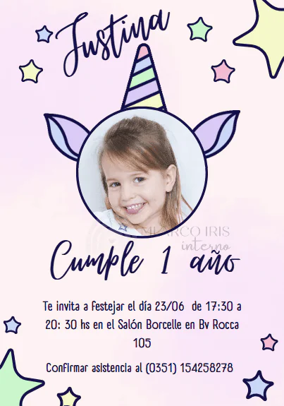 Tarjeta invitación animada Unicornios