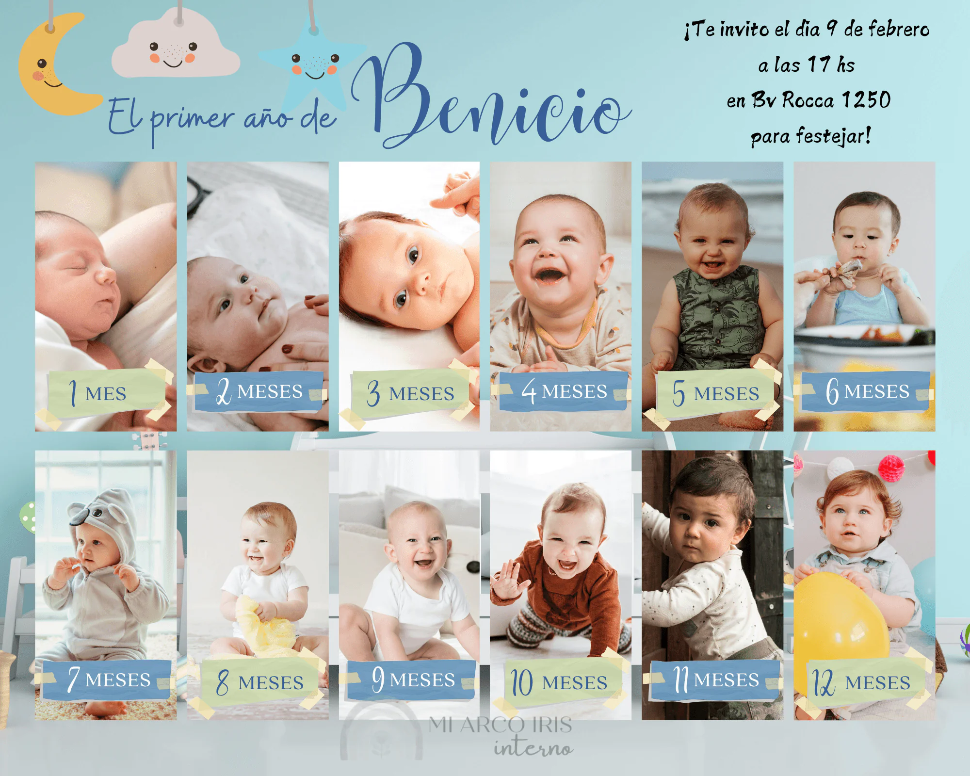 Tarjeta invitación estática Viajecito en el Tiempo