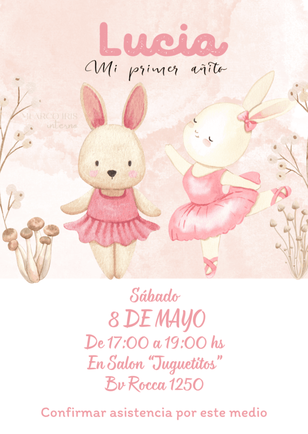 Tarjeta invitación estática Conejitas