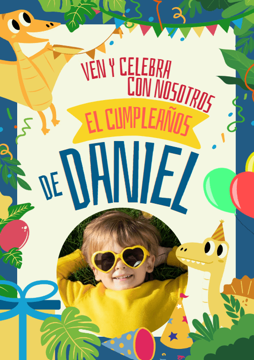 Tarjeta invitación animada Dinosaurios