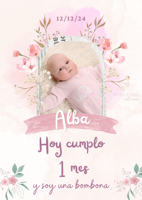 Tarjeta estática Florcitas Rosadas x 12 unidades