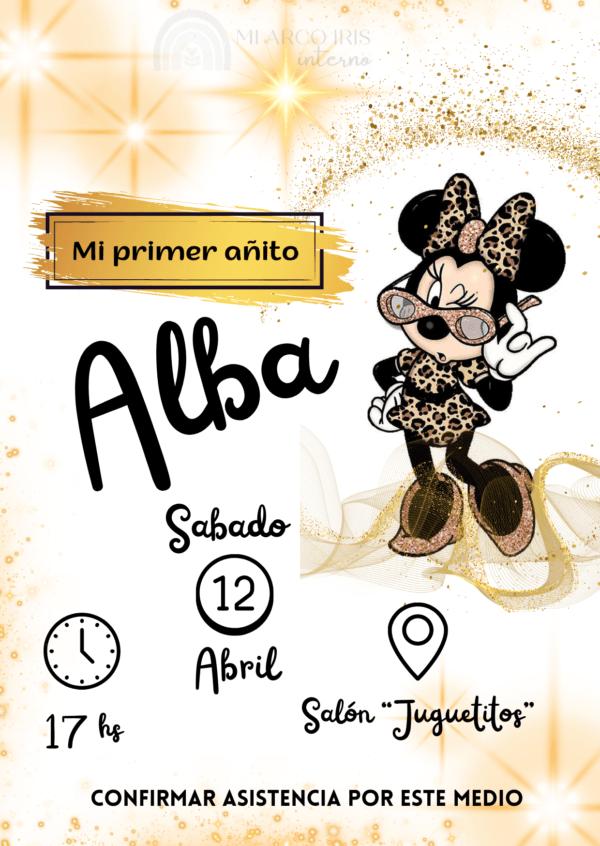 Tarjeta invitación estática Minnie Coqueta