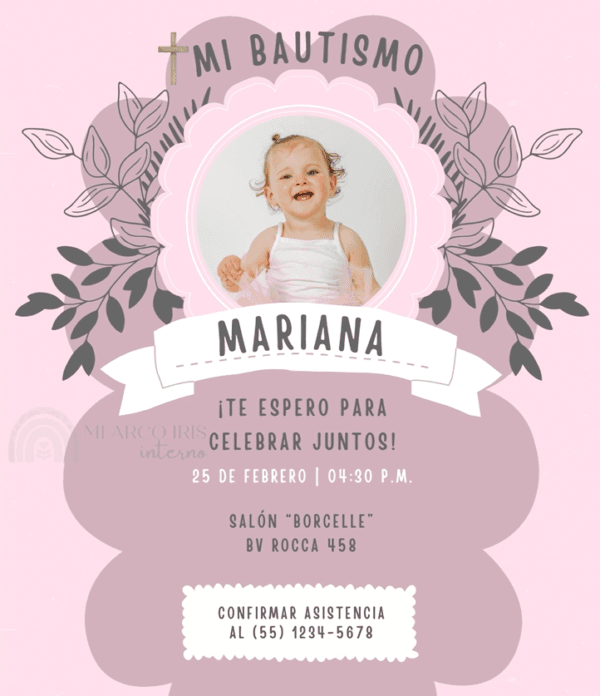 Tarjeta invitación animada Ramitas Rosas